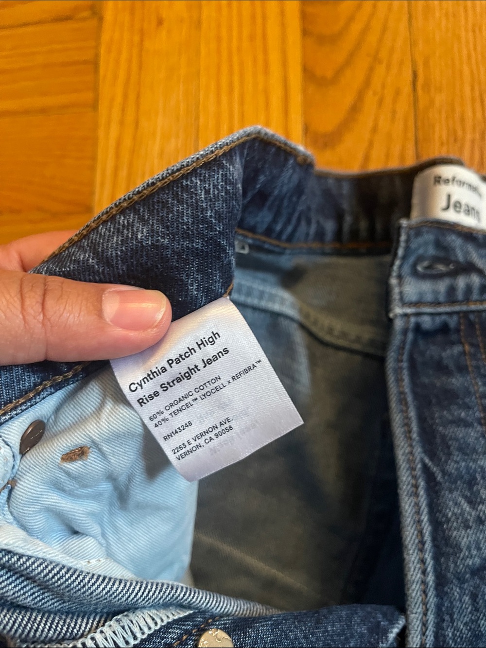 Reformation Cynthia Patch High Rise Straight Leg Jeans - Picture 9 of 11